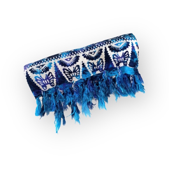 Butterfly Tie Dye Pareo Sarong ꕥ Large Scarf ꕥ Many Ways to Wear ꕥ Purple + Teal - Picture 11 of 16